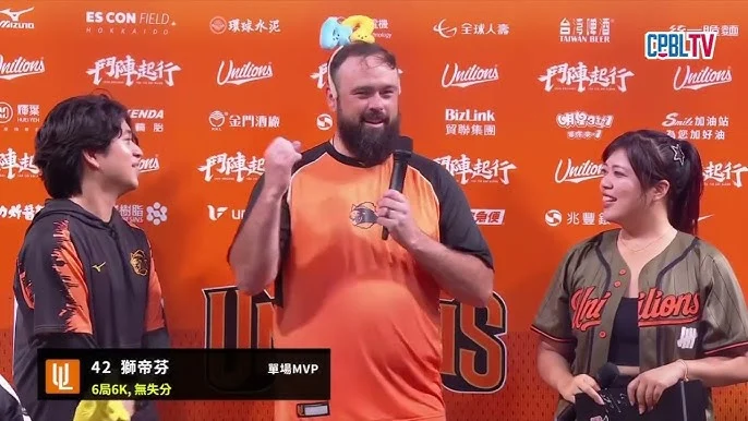 獅帝芬此役主投6局只被味全敲出1支安打,送出6次三振沒有失分